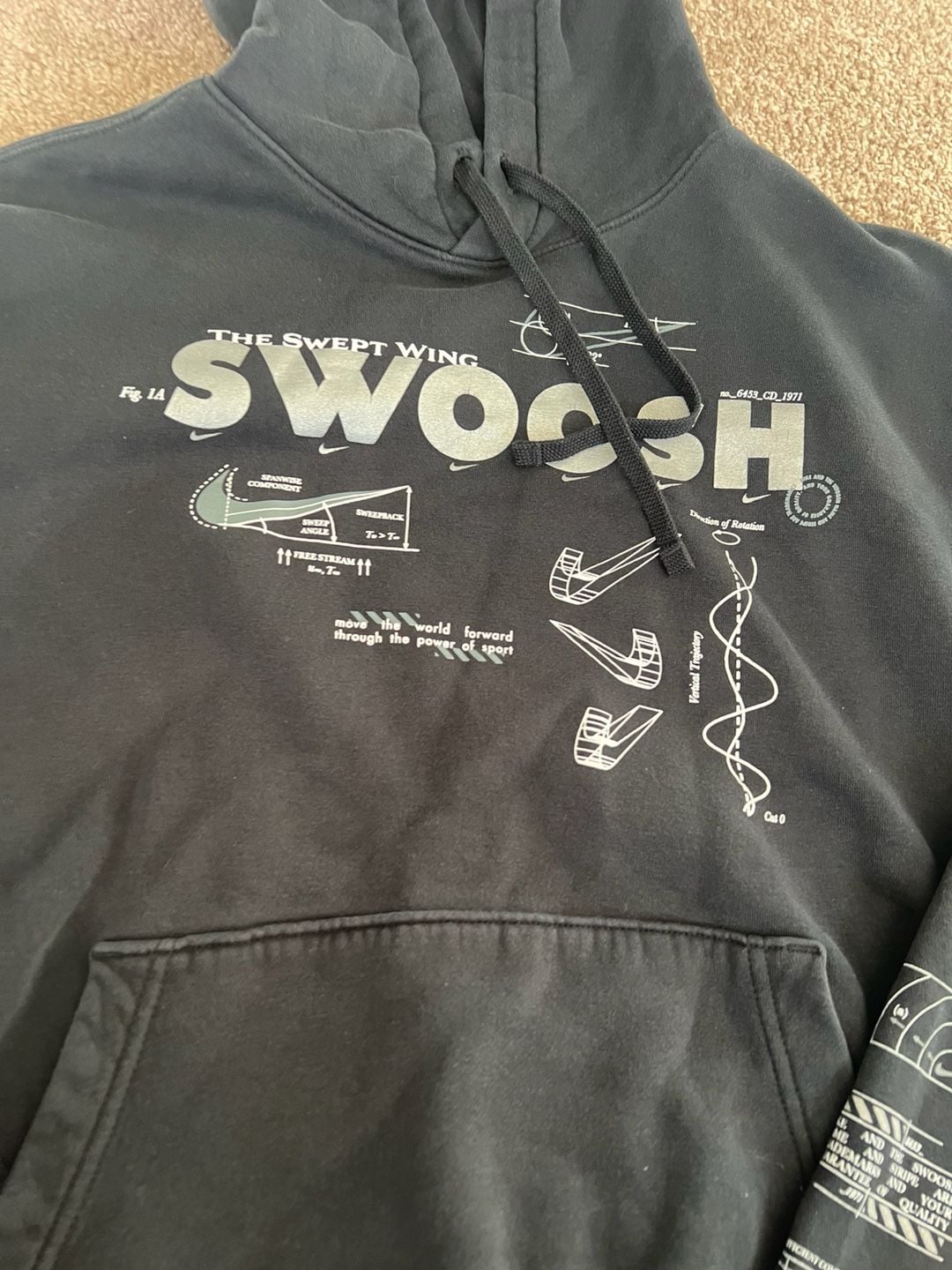 Nike The Swept Wing Swoosh Hoodie Size M Black 3