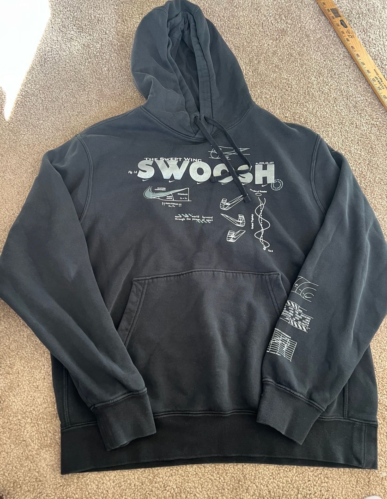 Nike The Swept Wing Swoosh Hoodie Size M Black 2