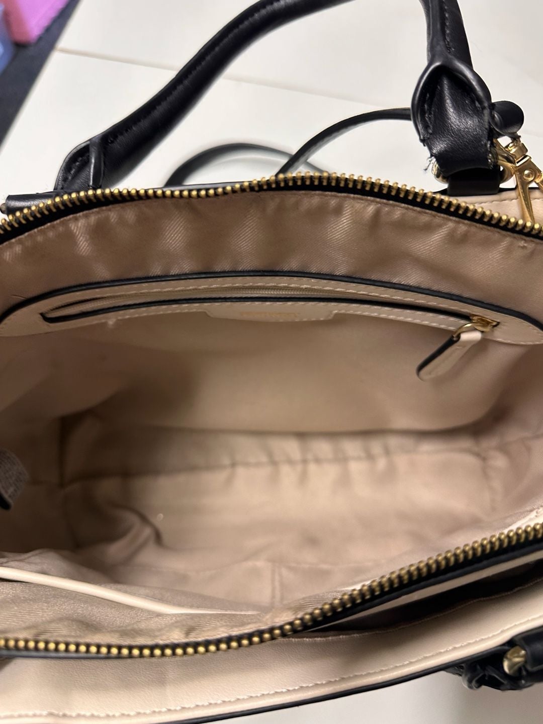 Nine West Josie Satchel Black White Canvas Crossbody Bag 4