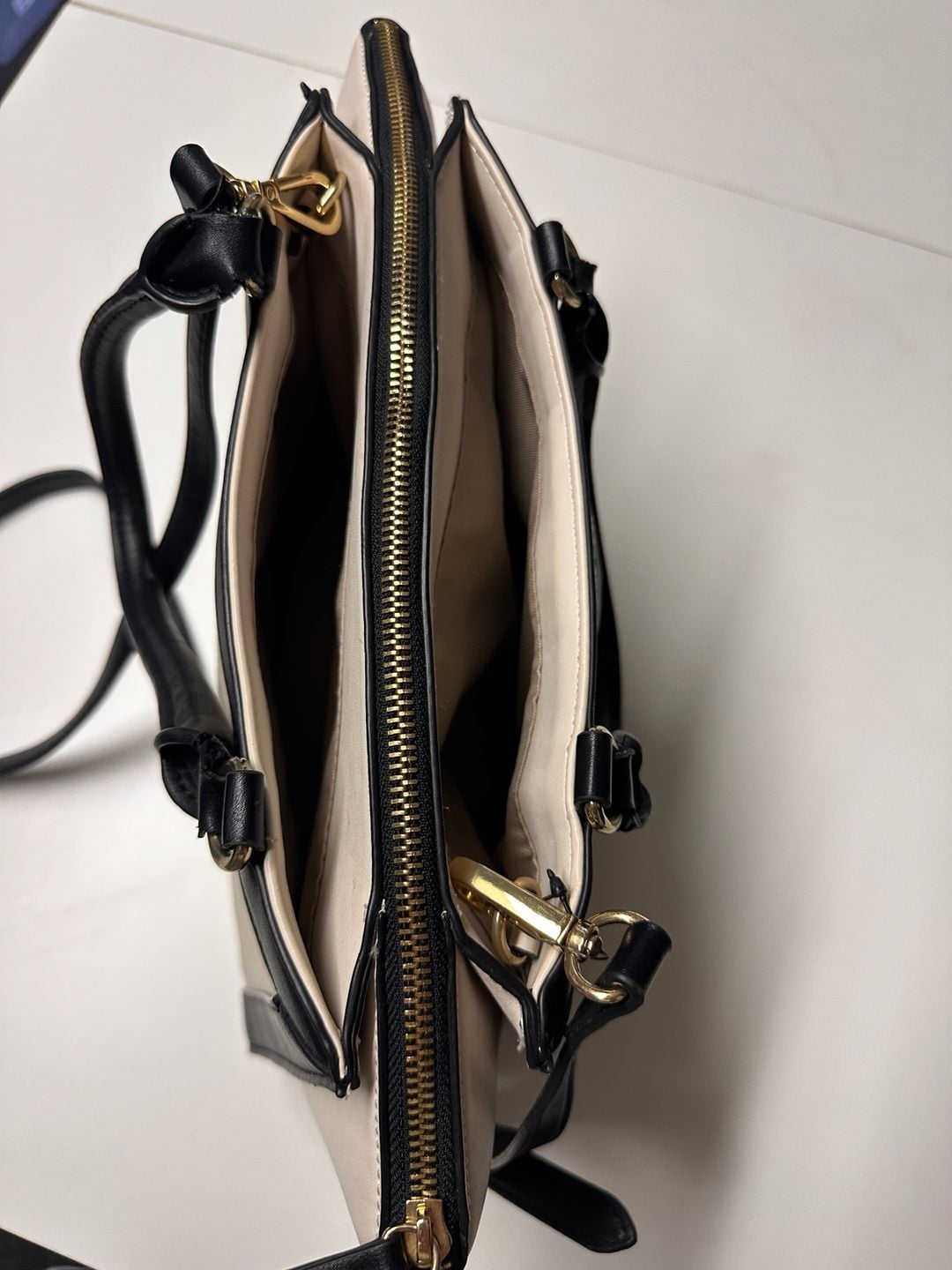 Nine West Josie Satchel Black White Canvas Crossbody Bag 6
