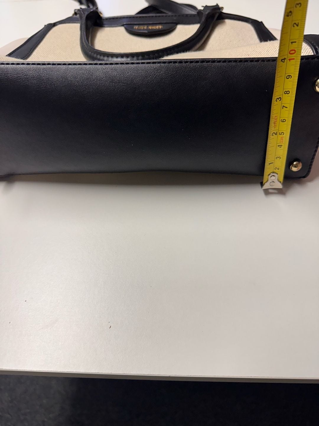 Nine West Josie Satchel Black White Canvas Crossbody Bag 11