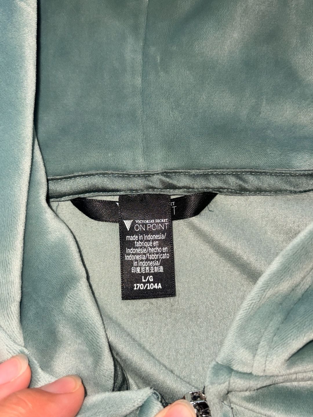 Victoria's Secret On Point Velour Full Zip Hoodie Size L Green 4