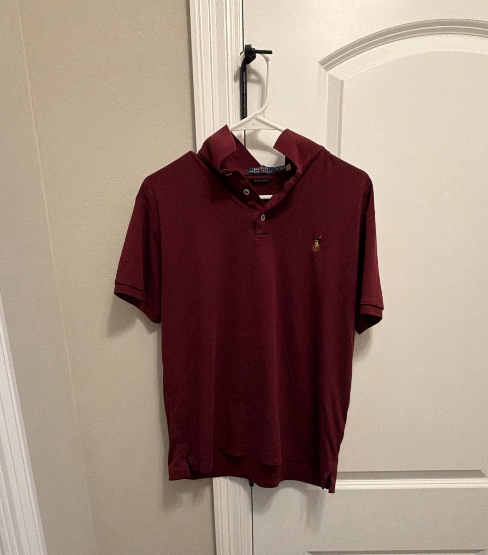 Polo Ralph Lauren Polo Shirt Size L Burgundy Custom Slim Fit 2