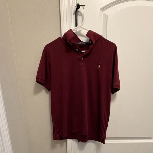 Polo Ralph Lauren Polo Shirt Size L Burgundy Custom Slim Fit