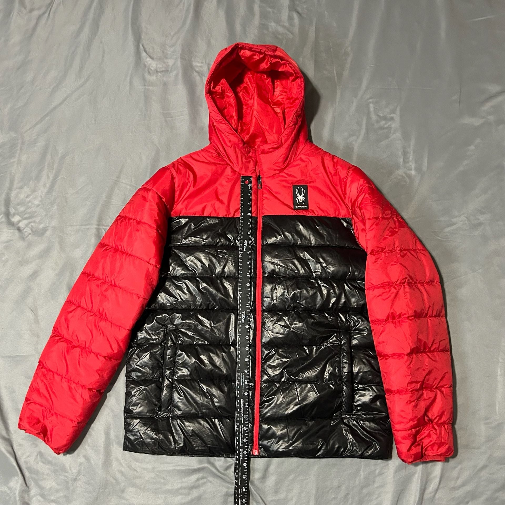 Spyder Circuit Puffer Jacket Size XL Red Black Color Block Insulated Coat 3