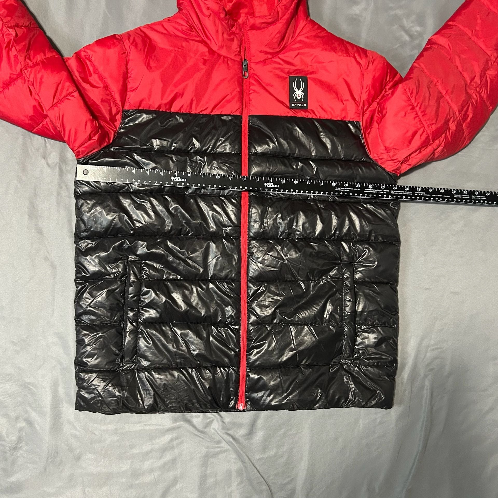 Spyder Circuit Puffer Jacket Size XL Red Black Color Block Insulated Coat 7
