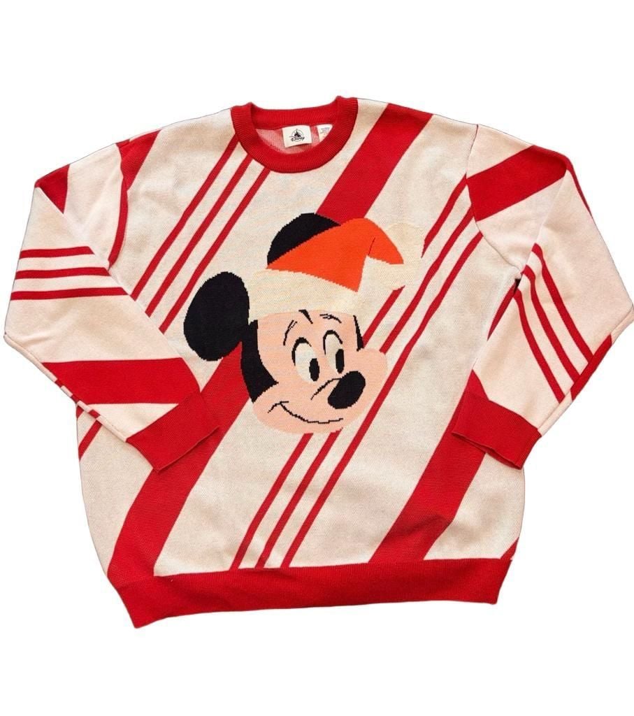 Disney Mickey Mouse Holiday Christmas Sweater Size XXL Candy Cane Stripes 1
