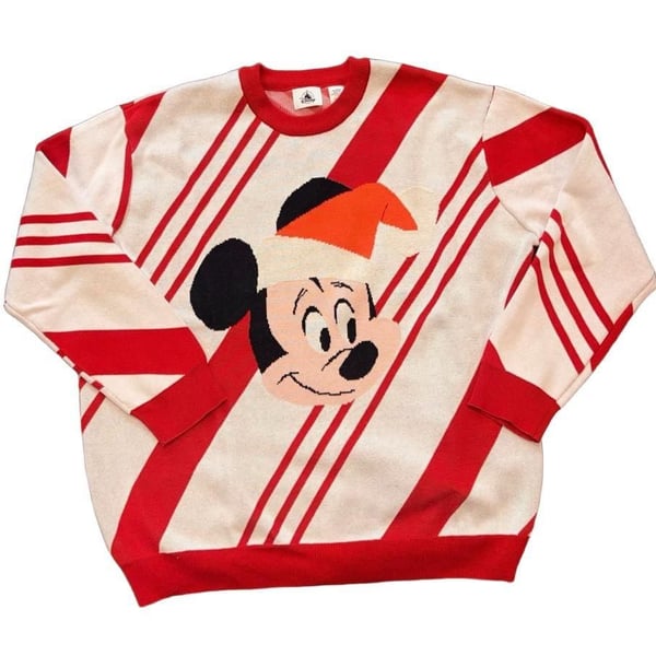Disney Mickey Mouse Holiday Christmas Sweater Size XXL Candy Cane Stripes