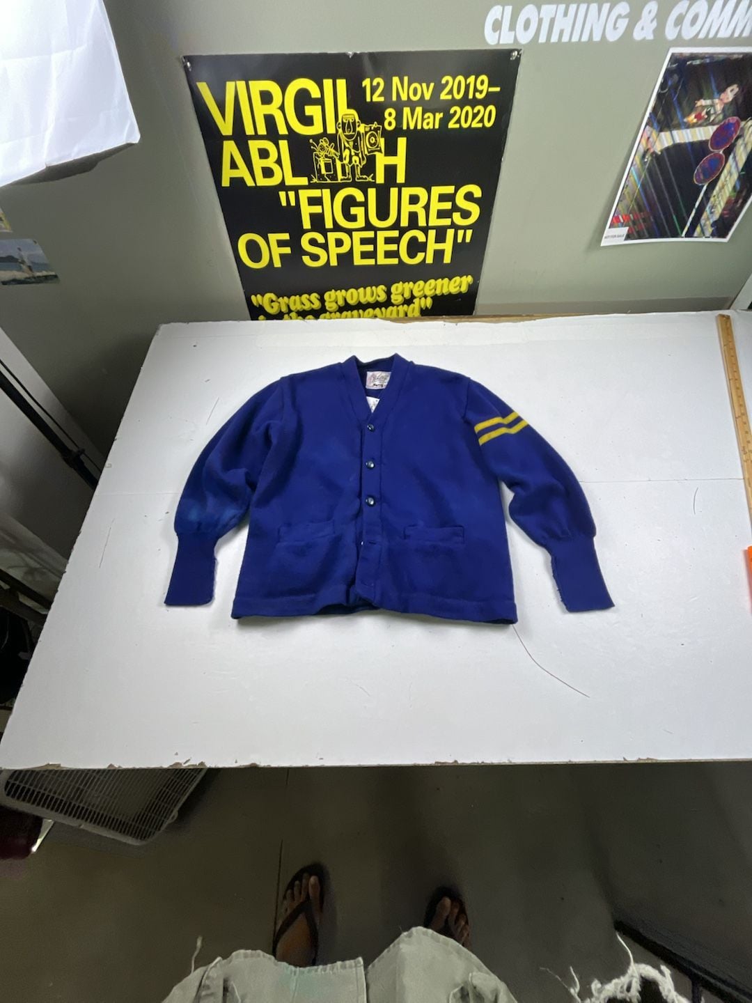 Whiting Vintage Varsity Letterman Cardigan Sweater Blue Wool Stripe 2