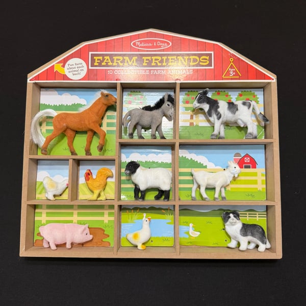 Melissa & Doug Farm Friends 10 Collectible Farm Animals Figures/Display Set 0594