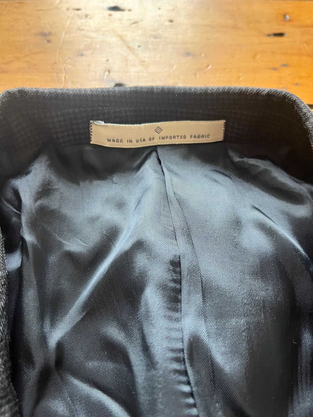 Joseph Abboud 100% Wool Suit 44R/W38 Charcoal Gray Houndstooth USA Made Vtg 90s 13