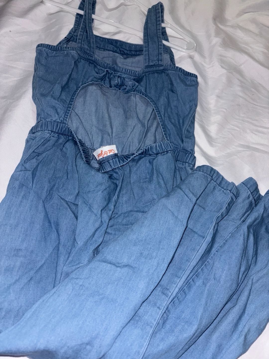Cat & Jack Chambray Jumpsuit Size 5 (6/6X) Blue Denim 3