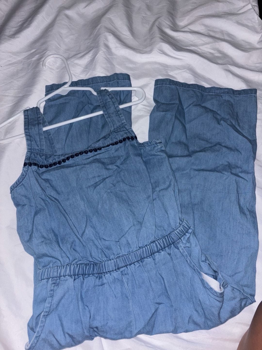 Cat & Jack Chambray Jumpsuit Size 5 (6/6X) Blue Denim 1