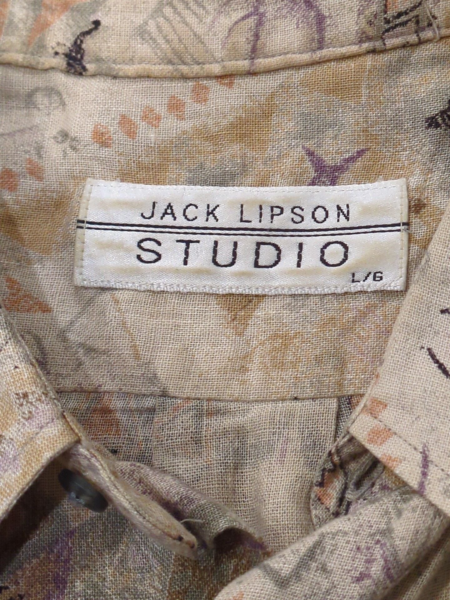 Jack Lipson Studio Shirt Size L/G Multi Pattern Short Sleeve 3