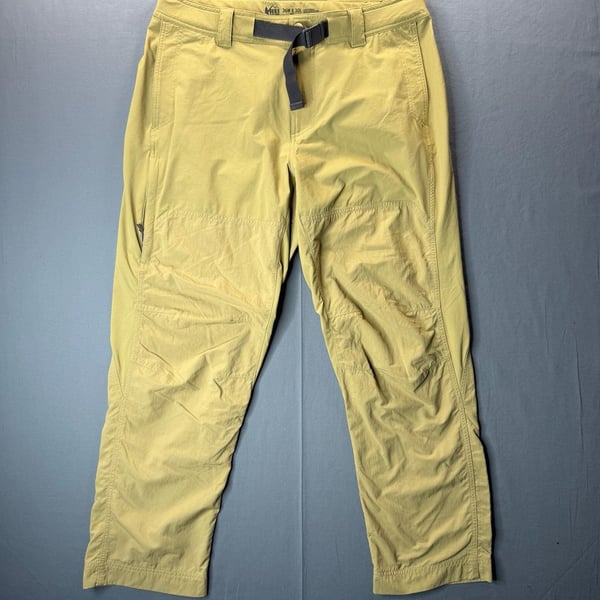 REI Co-op Hiking Pants Mens 36x30 Beige Nylon Stretch Belted Regular Fit Outdoor