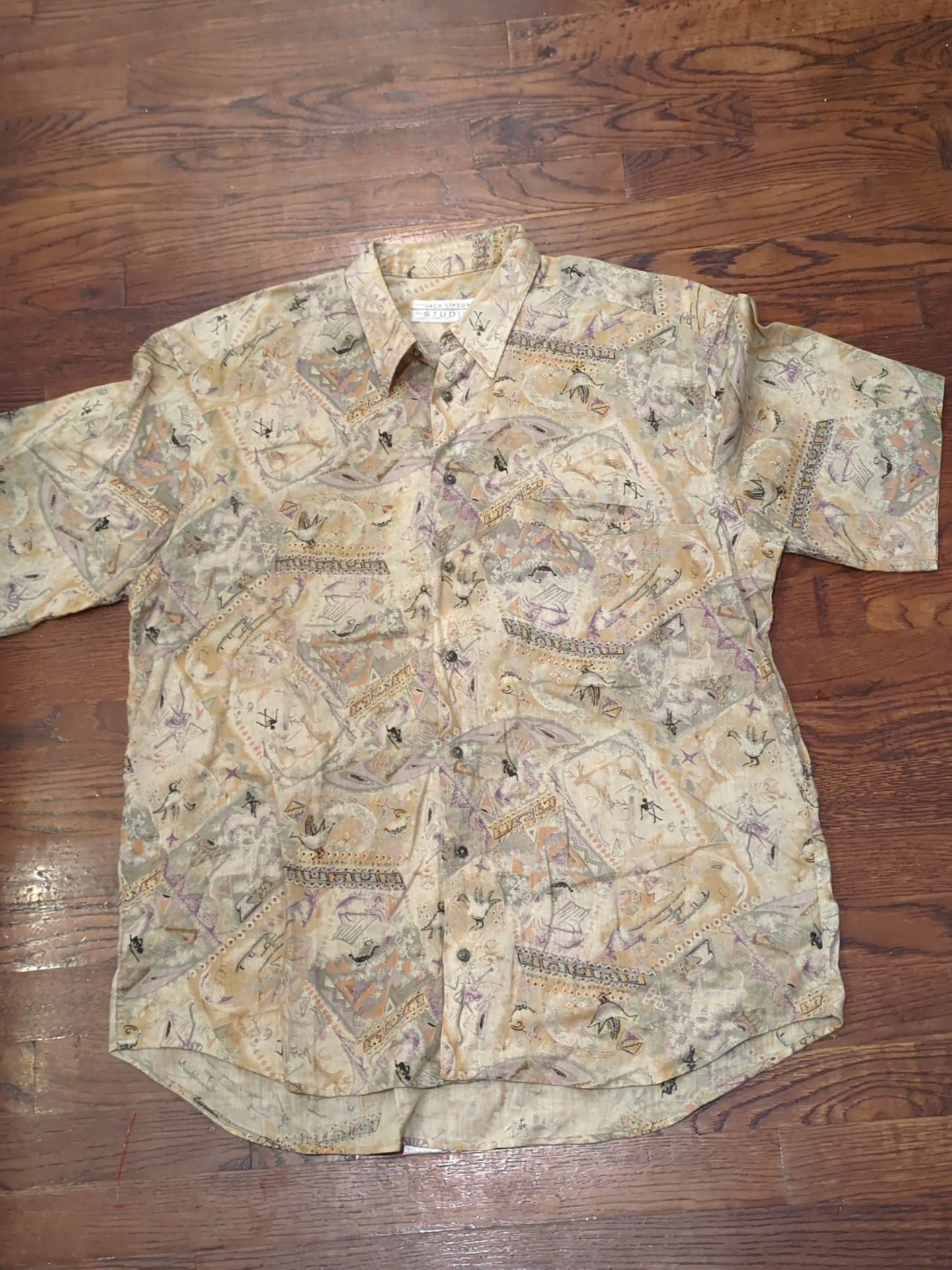 Jack Lipson Studio Shirt Size L/G Multi Pattern Short Sleeve 2