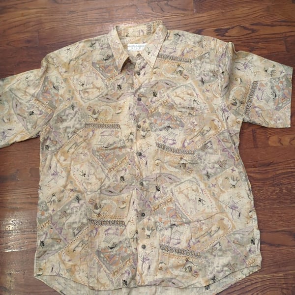 Jack Lipson Studio Shirt Size L/G Multi Pattern Short Sleeve
