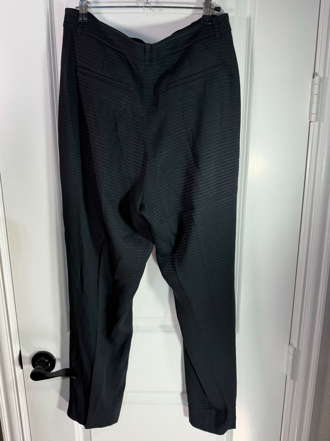 M.M.LaFleur Trousers Size 8 Black Pinstripe Pleated Pants 6
