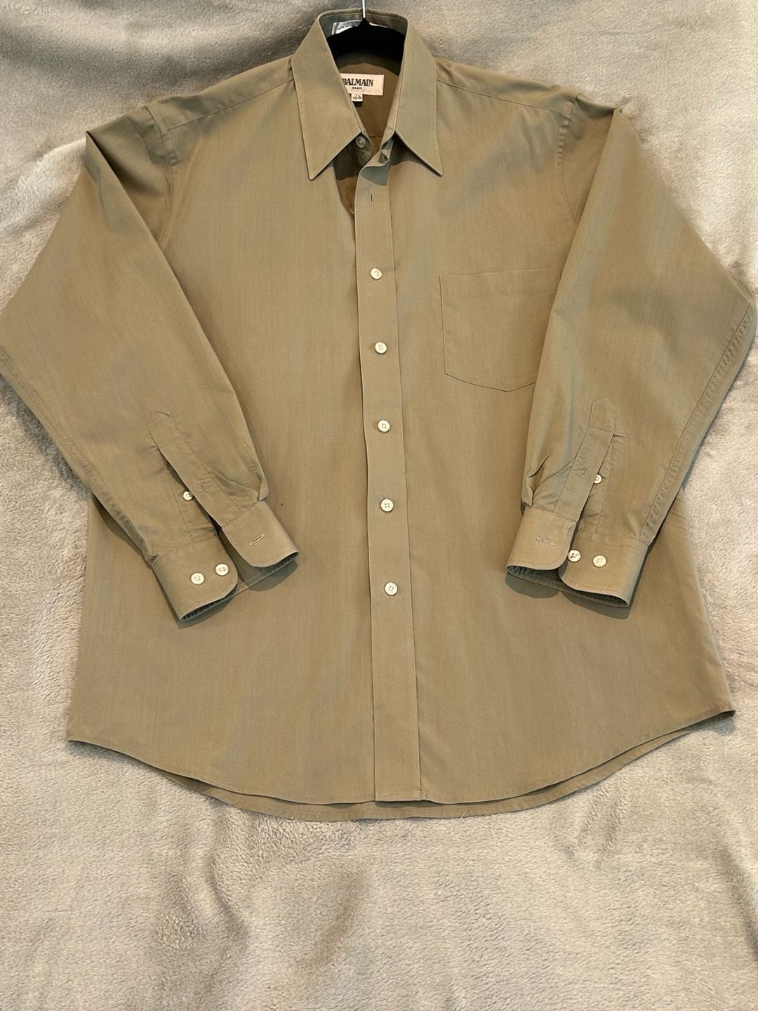 Balmain Paris Long Sleeve Dress Shirt Size 15.5 32/33 Tan 2