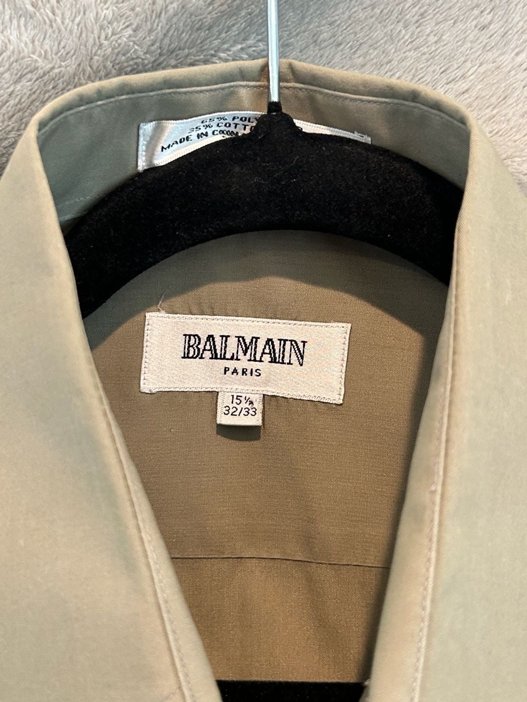 Balmain Paris Long Sleeve Dress Shirt Size 15.5 32/33 Tan 5