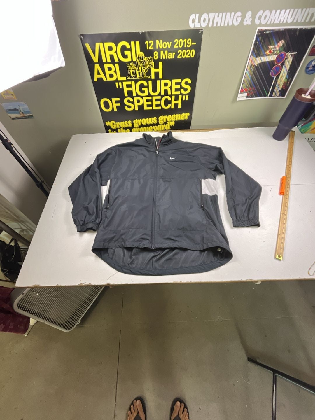 Nike Windbreaker Jacket Size L Black Gray Full Zip Running Y2K 2