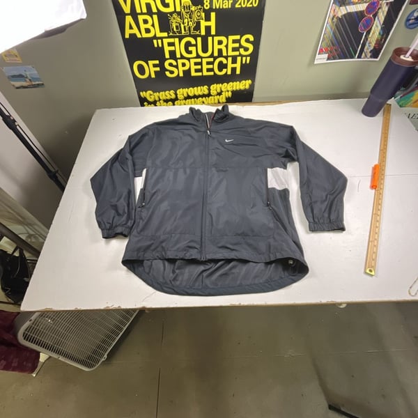 Nike Windbreaker Jacket Size L Black Gray Full Zip Running Y2K