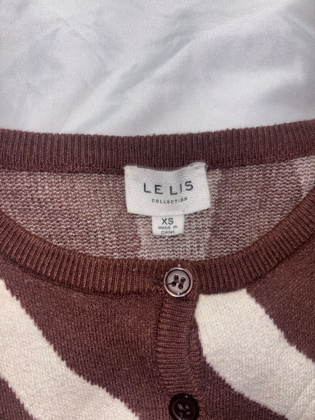 Le Lis Collection Cardigan Size XS Brown Cream Swirl Zebra Striped 2