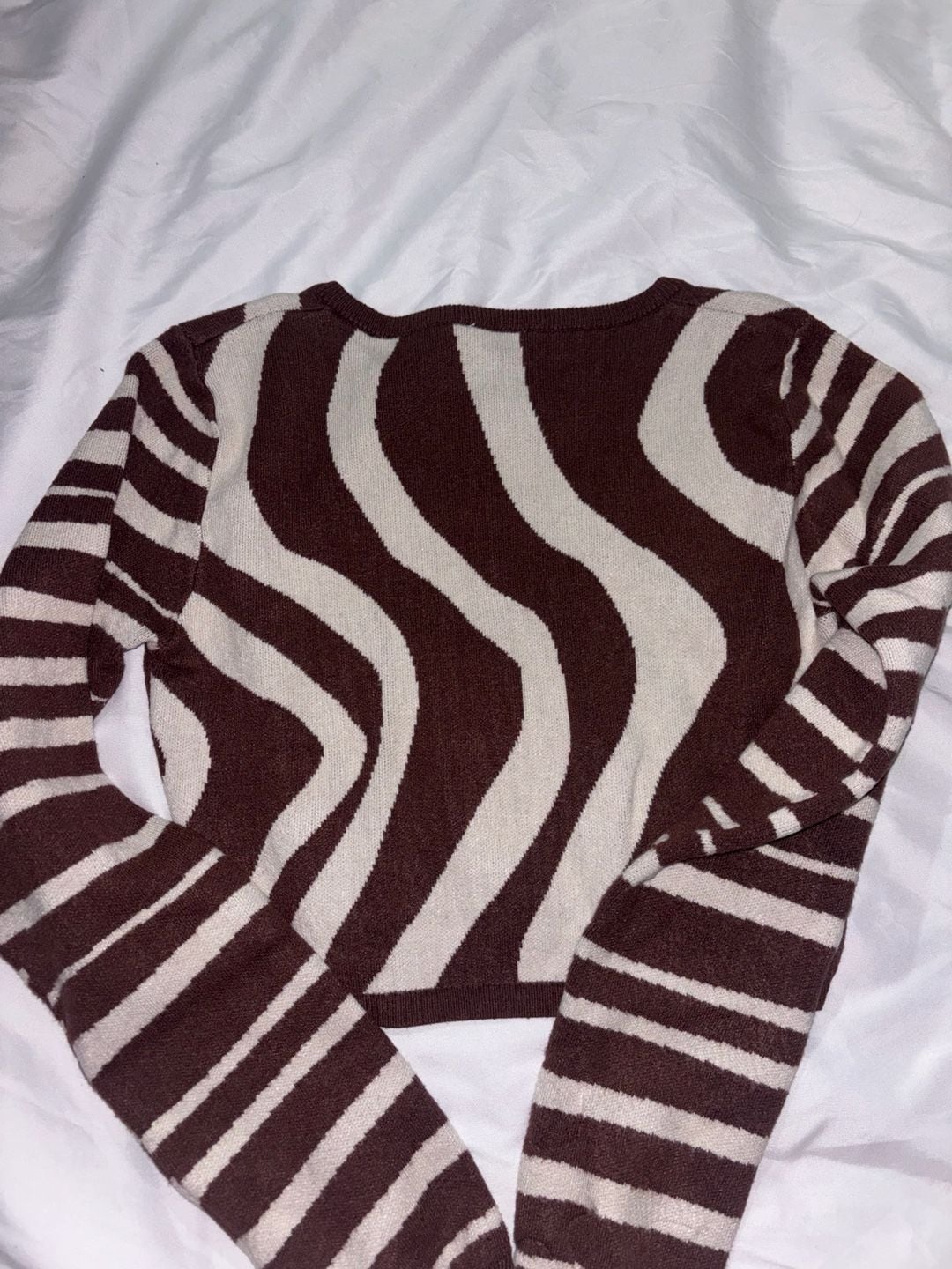 Le Lis Collection Cardigan Size XS Brown Cream Swirl Zebra Striped 3