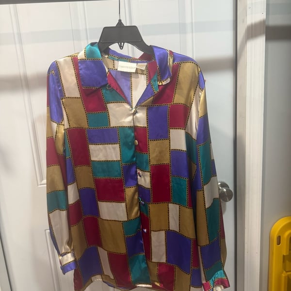 Christie & Jill Blouse Size Large Multicolor Geometric Chain Print