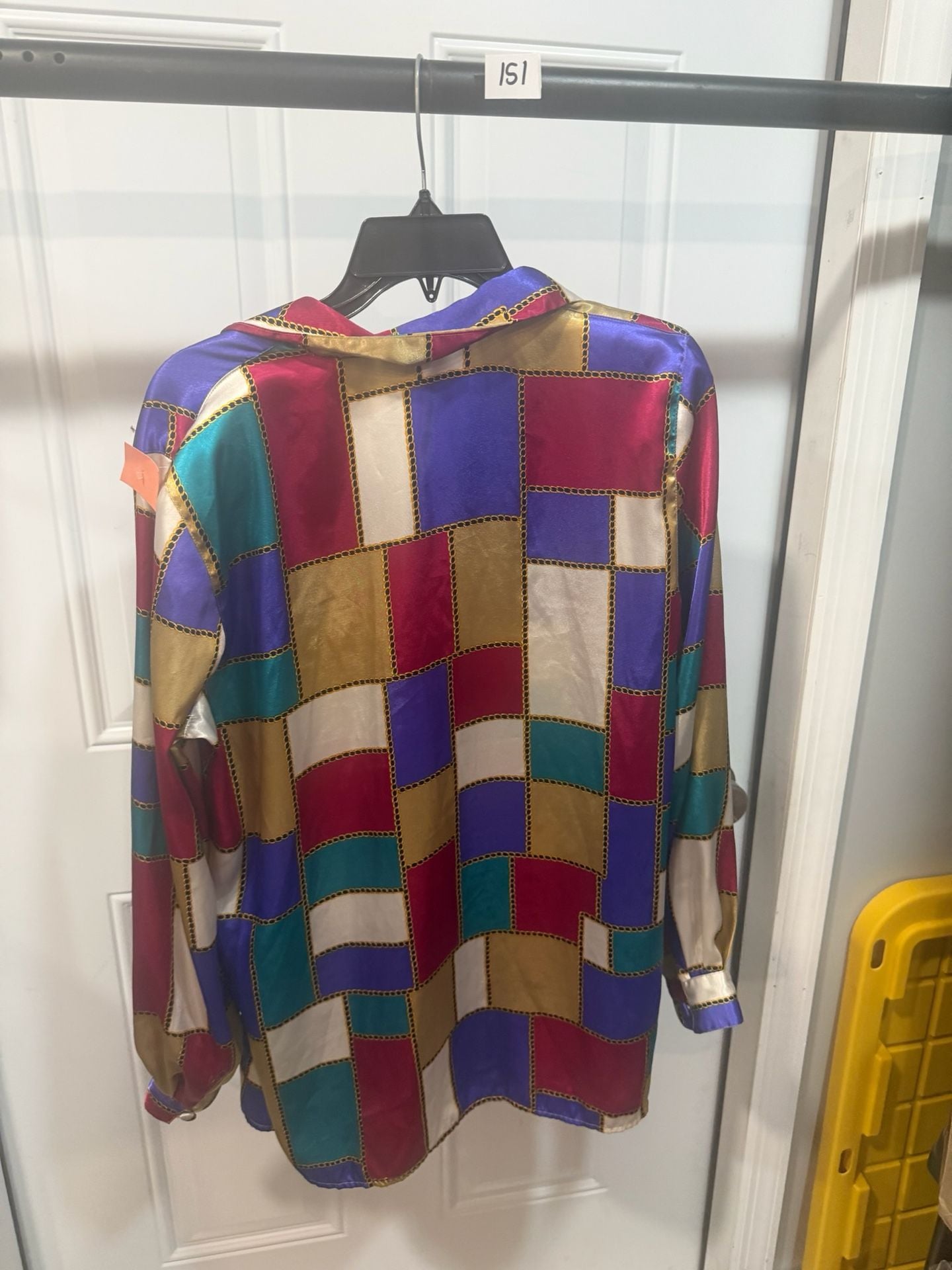 Christie & Jill Blouse Size Large Multicolor Geometric Chain Print 5