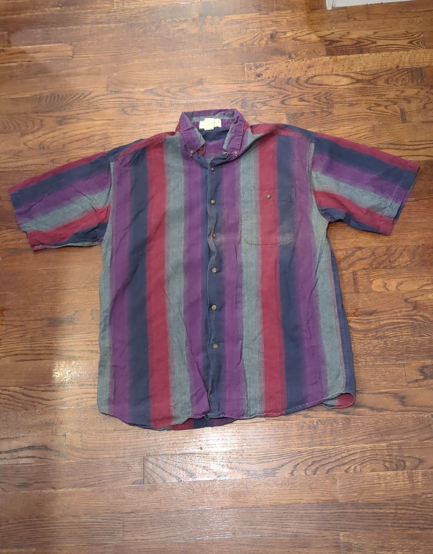 Kikomo Button-Down Shirt Size L Multicolor Striped Cotton 2