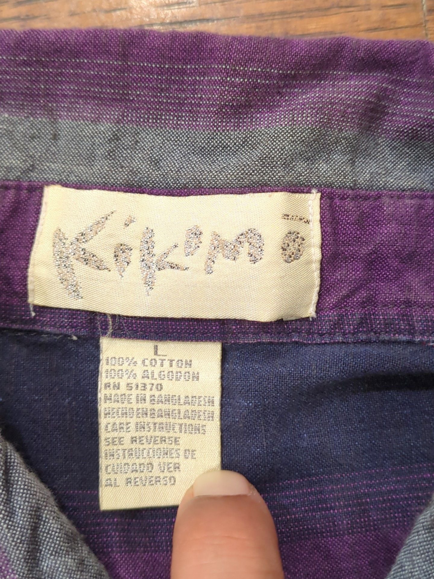 Kikomo Button-Down Shirt Size L Multicolor Striped Cotton 3