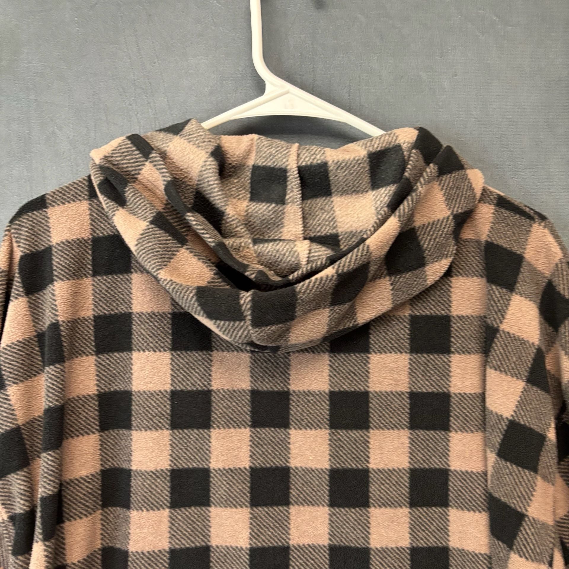 Victoria's Secret Pink Tartan PolarFleece Hoodie Cozy Boxy Womens Medium 10