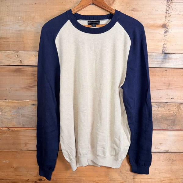 Banana Republic Crew Neck Sweater Size M Blue Cream Raglan Long Sleeve