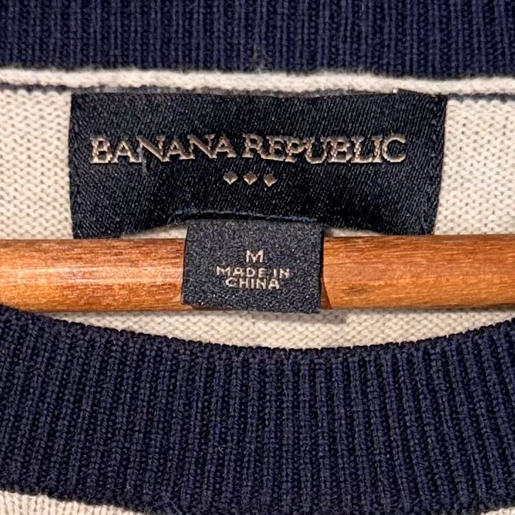 Banana Republic Crew Neck Sweater Size M Blue Cream Raglan Long Sleeve 4