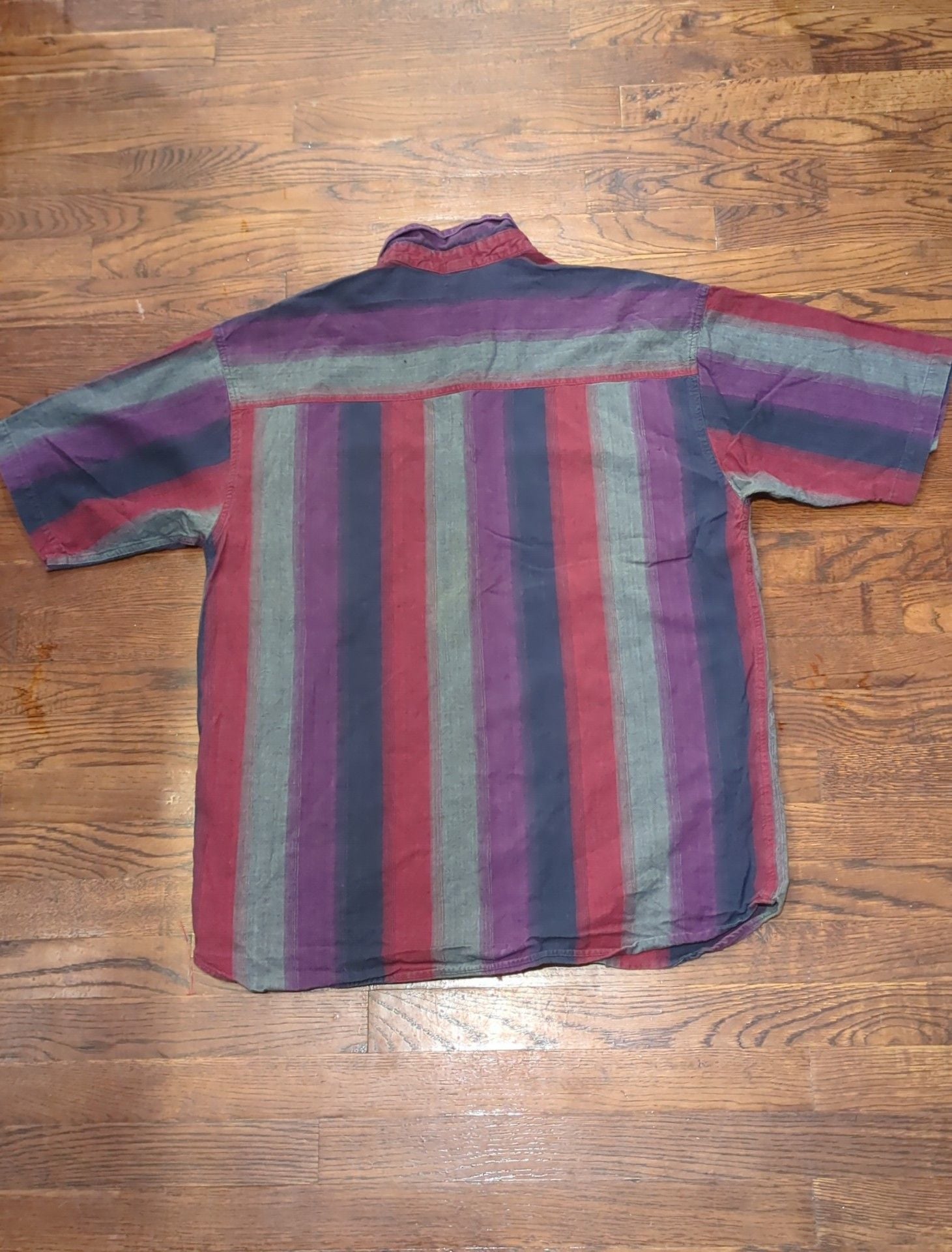 Kikomo Button-Down Shirt Size L Multicolor Striped Cotton 6