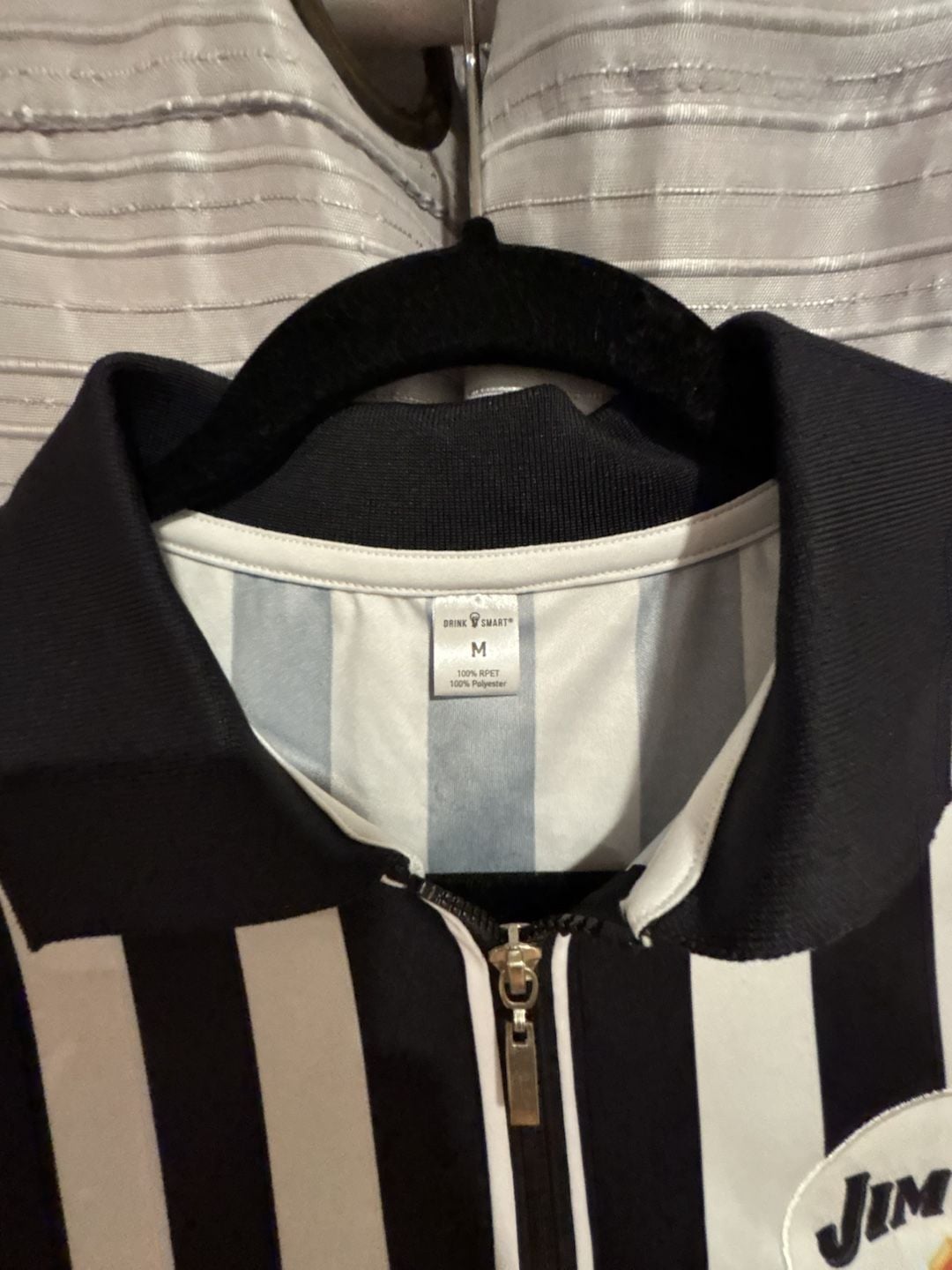Jim Beam Referee Quarter Zip Shirt Size M Black White Striped Polo 4