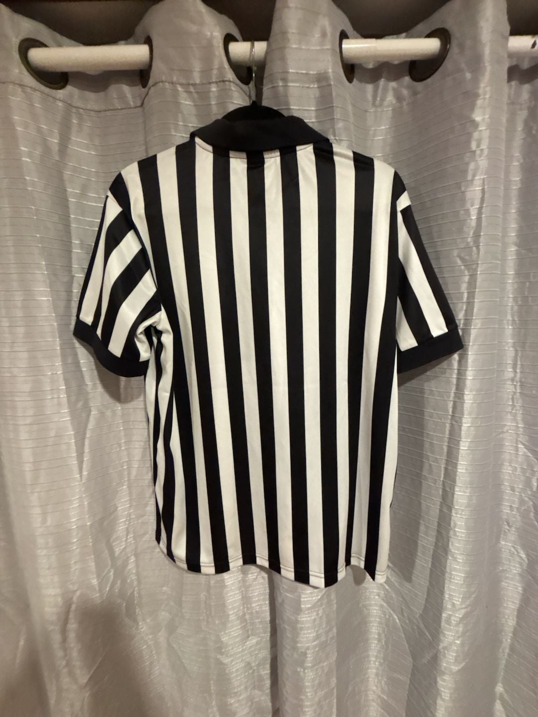 Jim Beam Referee Quarter Zip Shirt Size M Black White Striped Polo 5