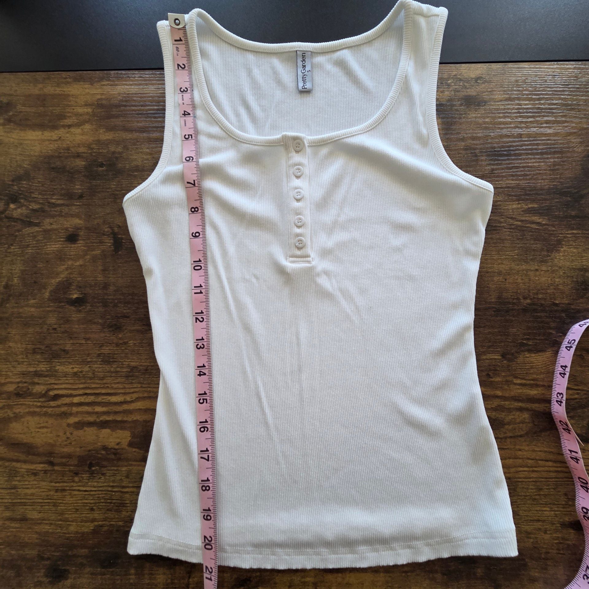 PrettyGarden Ribbed Button Tank Top Size S White 4