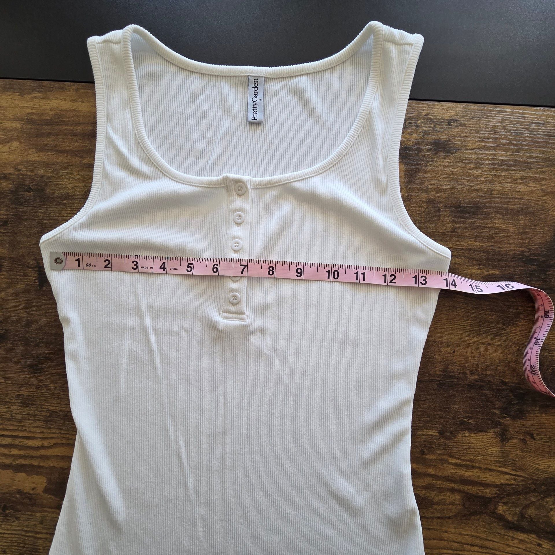 PrettyGarden Ribbed Button Tank Top Size S White 5