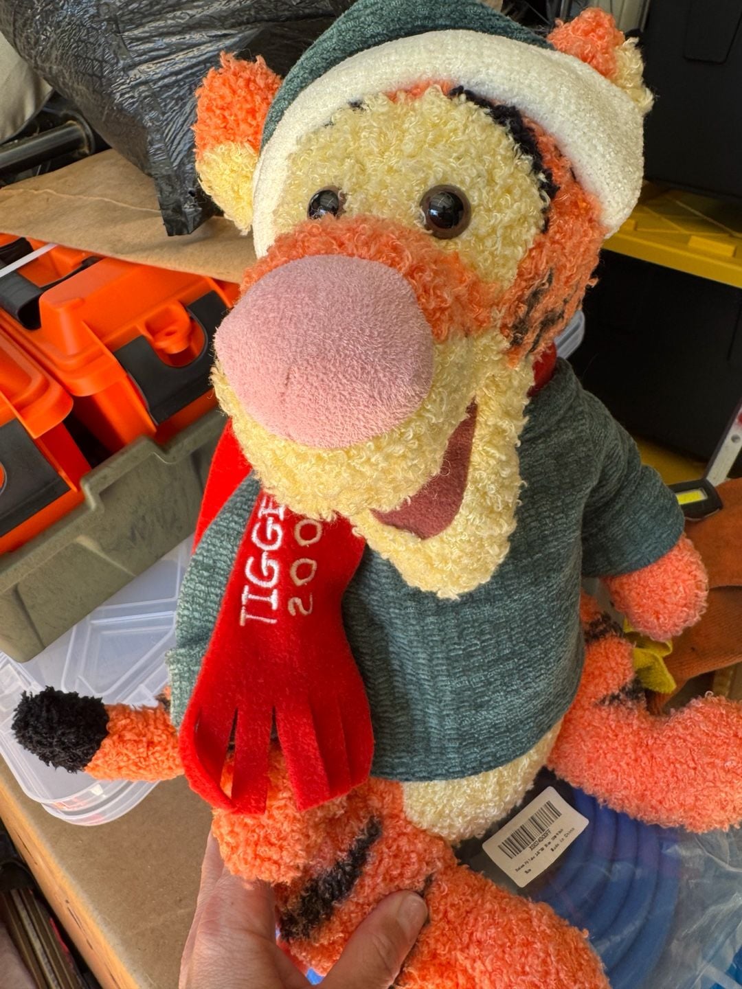 VintageDisney Tigger Plush Toy 2000 Holiday Winter Sweater Scarf Hat 1