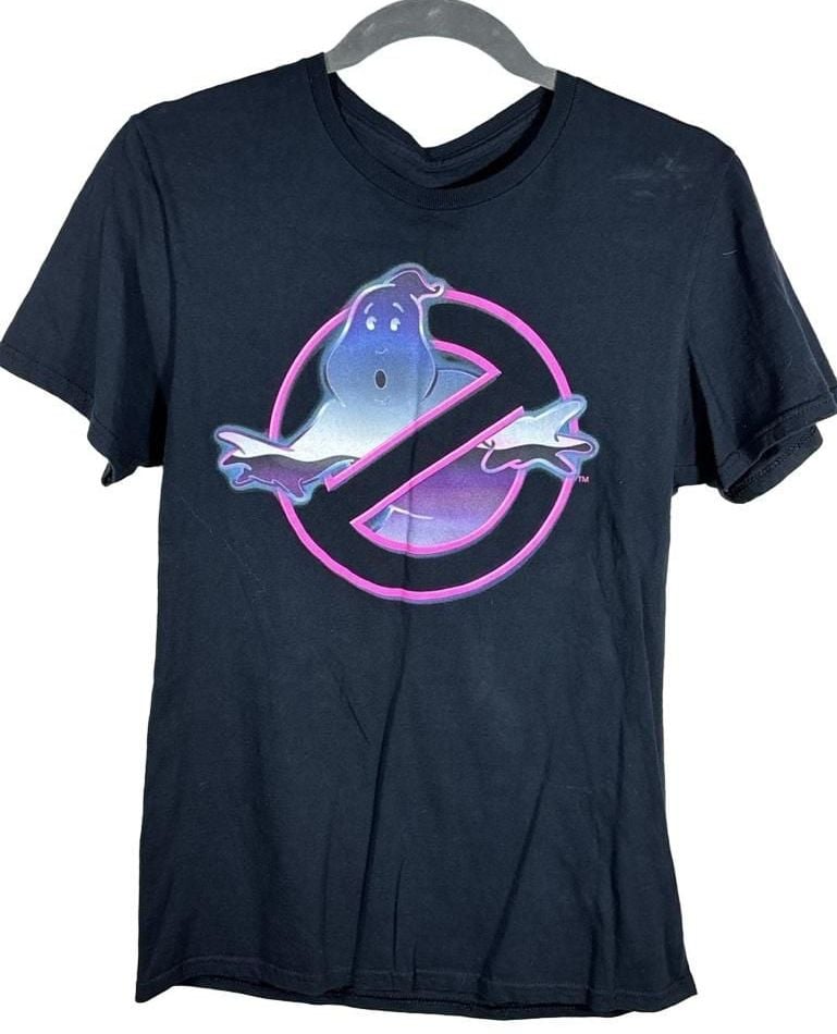 Ghostbusters Neon Ghost Logo Graphic T-Shirt Size S Black 2