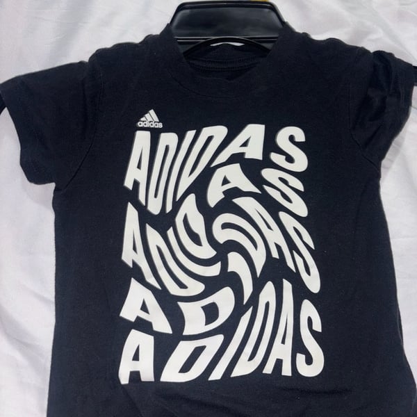 Adidas Warped Logo Graphic T-Shirt Size 3T Black Short Sleeve