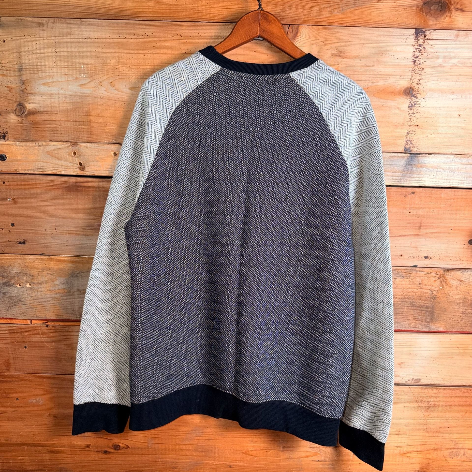Sovereign Code Crewneck Sweater Herringbone Gray Black Size XL 3