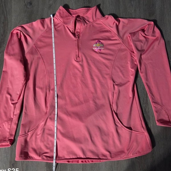 Sport-Tek Quarter-Zip Pullover Size L Pink Chevrolet Breast Cancer Awareness