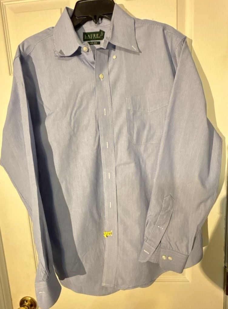 Lauren Ralph Lauren Non Iron Striped Dress Shirt 16.5 34/35 Blue 2