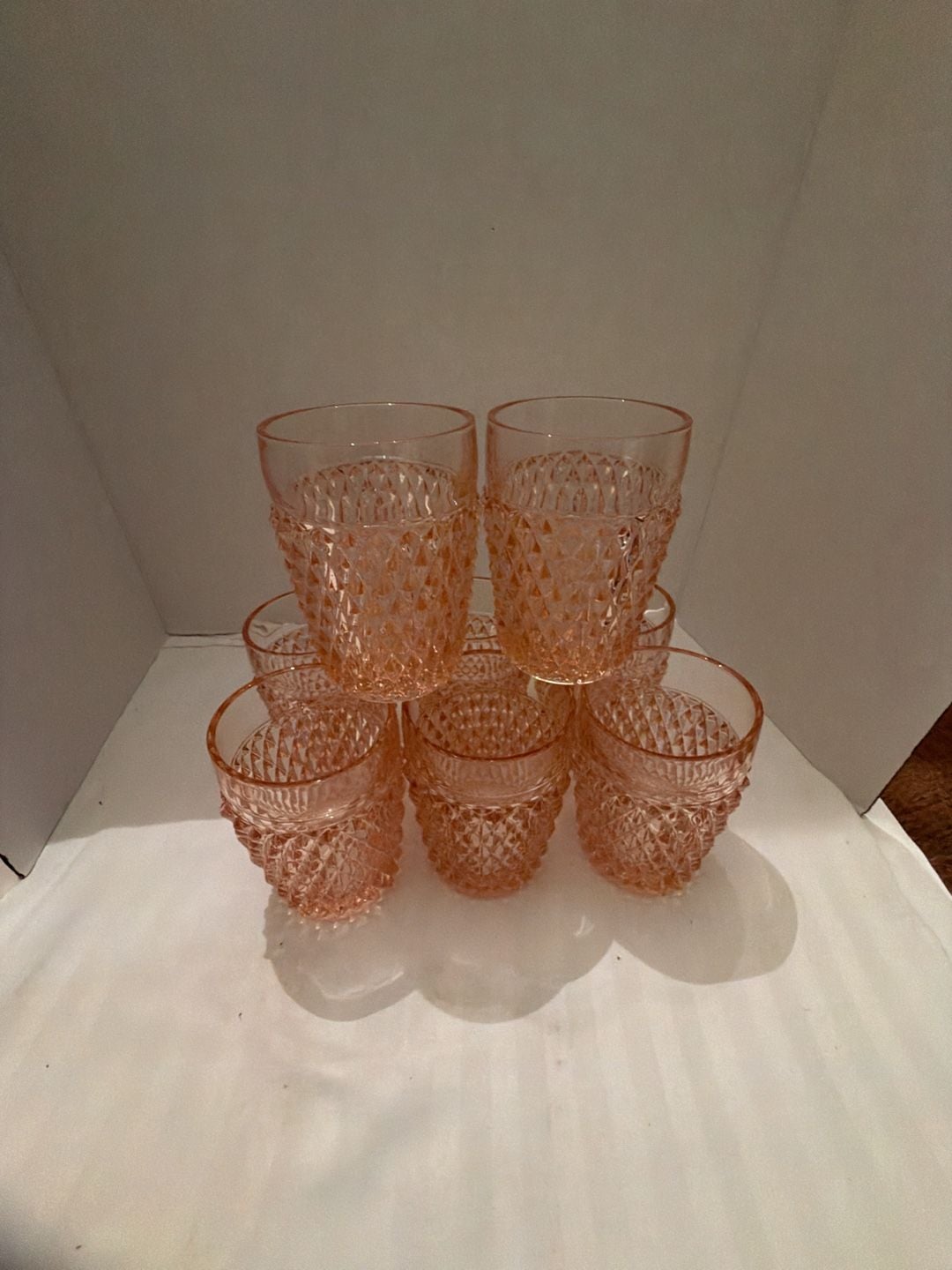 Indiana Glass Pink Diamond Point Tumbler Set Of 8 2