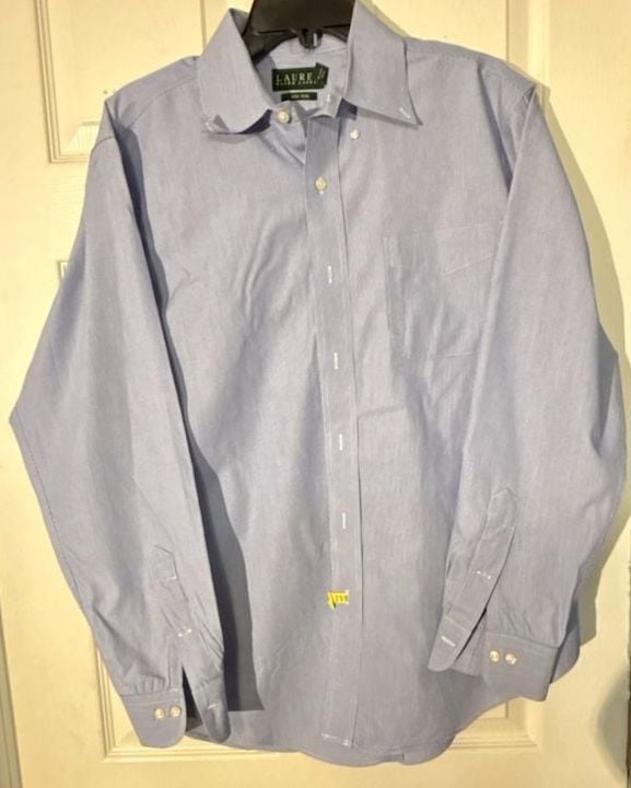 Lauren Ralph Lauren Non Iron Striped Dress Shirt 16.5 34/35 Blue 3