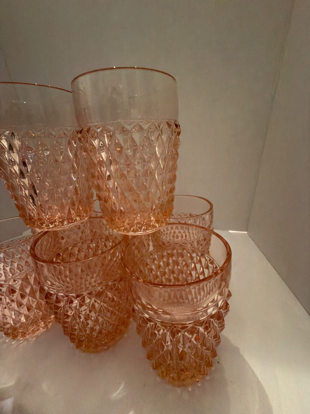 Indiana Glass Pink Diamond Point Tumbler Set Of 8 4