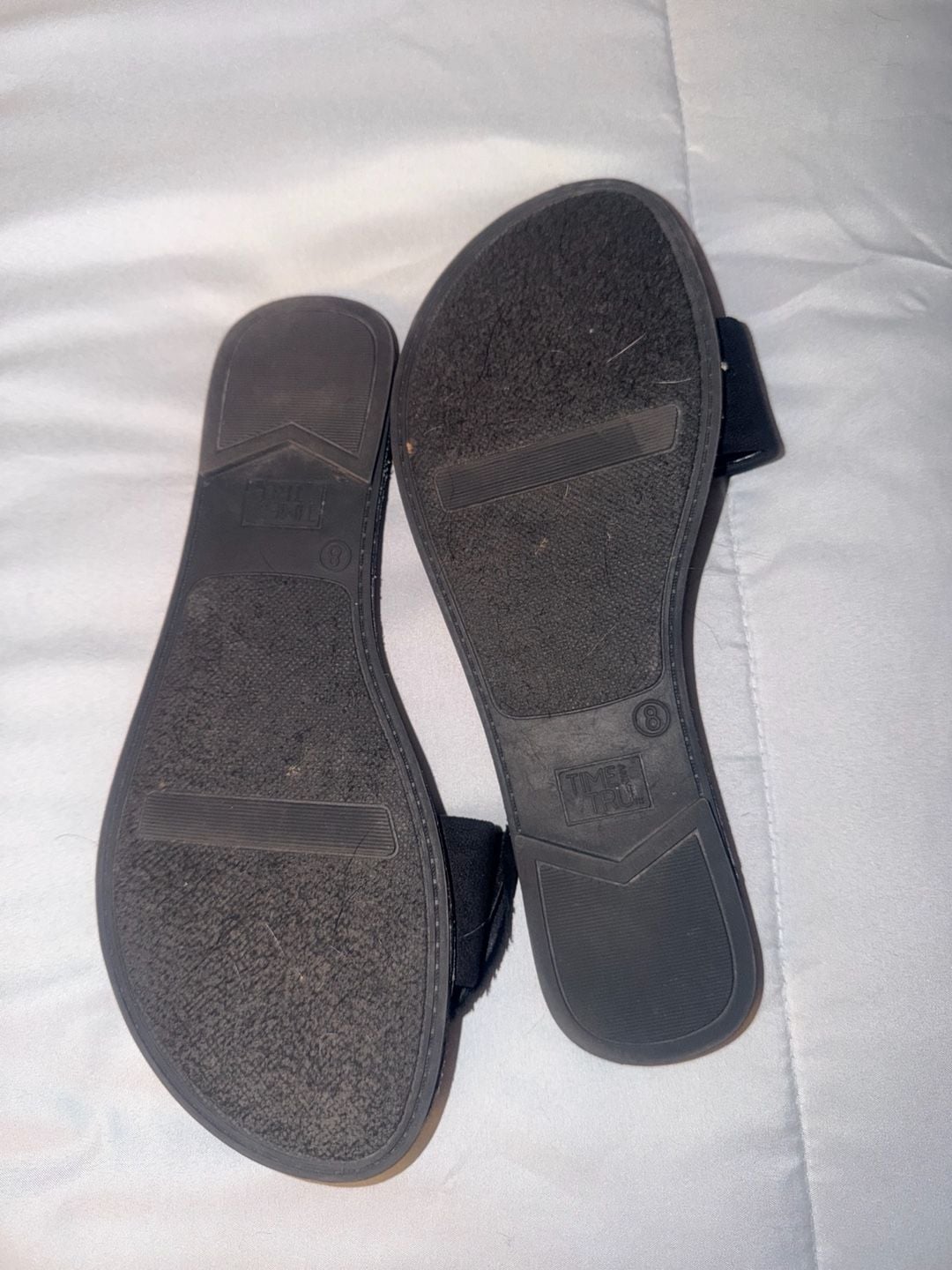 Time And Tru Bow Slide Sandals Size 8 Black Flat Open Toe 3